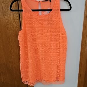 Apt. 9 Vibrant Orange Lace Tank Top